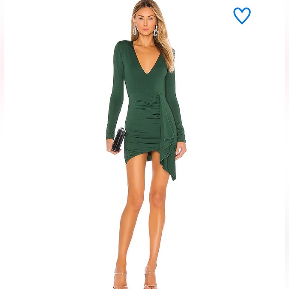Superdown REVOLVE  Martyna Deep V Dress in Emeral - Picture 1 of 7